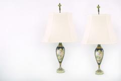 19th Century Sevres Style Porcelain Onyx Base Table Lamps - 1964057