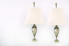 19th Century Sevres Style Porcelain Onyx Base Table Lamps - 1964079