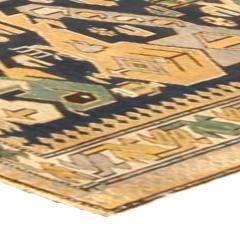19th Century Shirvan Handmade Wool Rug in Beige Gold Ivory and Green - 2460864