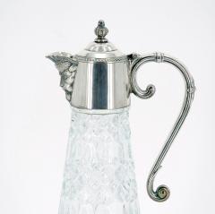 19th Century Silver Plate Holding Top Cut Glass Claret Jug Serving Pitcher - 3444959