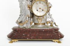 19th Century Silvered Bronze Rouge Marble Clock Garniture Set - 2538842