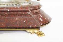 19th Century Silvered Bronze Rouge Marble Clock Garniture Set - 2538845
