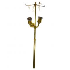 19th Century Solid Gilt Brass Footed Round Base Floor Lamp - 2825764