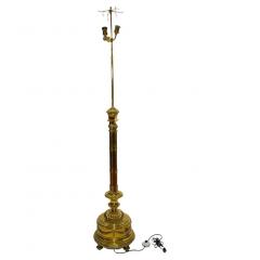 19th Century Solid Gilt Brass Footed Round Base Floor Lamp - 2825766