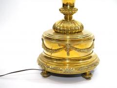 19th Century Solid Gilt Brass Footed Round Base Floor Lamp - 2825774