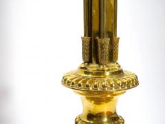 19th Century Solid Gilt Brass Footed Round Base Floor Lamp - 2825775