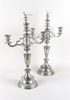 19th Century Solid Silver Candelabras Candleholder Pair Of 2 AT circa 1860 - 4760788