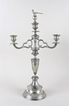19th Century Solid Silver Candelabras Candleholder Pair Of 2 AT circa 1860 - 4760789