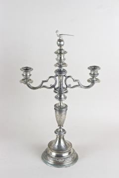 19th Century Solid Silver Candelabras Candleholder Pair Of 2 AT circa 1860 - 4760801