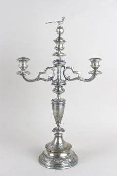 19th Century Solid Silver Candelabras Candleholder Pair Of 2 AT circa 1860 - 4760804