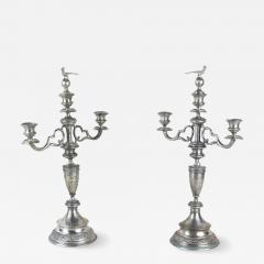 19th Century Solid Silver Candelabras Candleholder Pair Of 2 AT circa 1860 - 4760883