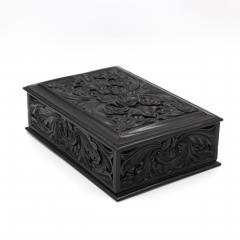 19th Century South Indian or Ceylonese Deeply Carved Ebony Box Circa 1860  - 2242738