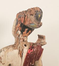 19th Century Southeast Asian Tall Painted Carved Wood Figure of a Man - 4350540