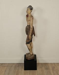 19th Century Southeast Asian Tall Painted Carved Wood Figure of a Man - 4360644
