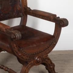 19th Century Spanish Embossed Leather Armchair - 3618238