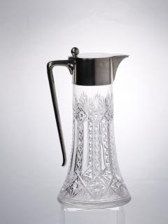 19th Century Sterling Silver Cut Glass Claret Jug Pitcher - 3124423