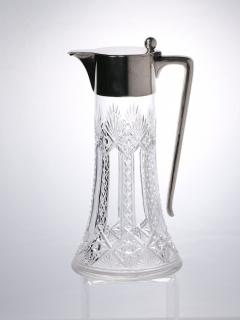 19th Century Sterling Silver Cut Glass Claret Jug Pitcher - 3124430