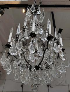 19th Century Style French Crystal Bronze Patinated Chandelier - 3575523