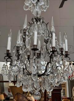 19th Century Style French Crystal Bronze Patinated Chandelier - 3575529