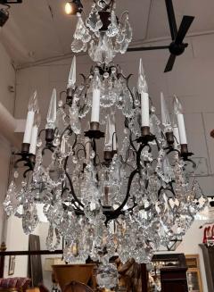 19th Century Style French Crystal Bronze Patinated Chandelier - 3575531