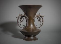 19th Century Superior Quality Japanese Bronze Vase With Grape Vine Handles - 1662884