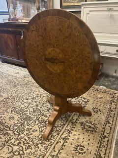 19th Century Swedish Book Matched Burl Tilt Top Table - 4115348
