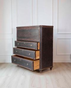 19th Century Swedish Bureau Secretary in Original Black Paint - 4564431