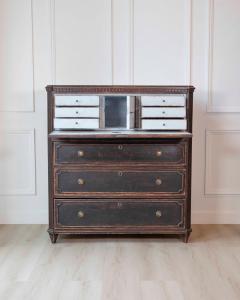 19th Century Swedish Bureau Secretary in Original Black Paint - 4564432