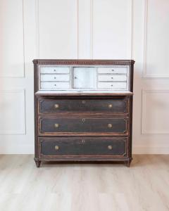 19th Century Swedish Bureau Secretary in Original Black Paint - 4564486