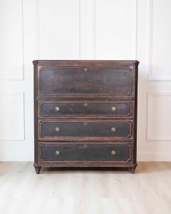 19th Century Swedish Bureau Secretary in Original Black Paint - 4564489