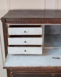 19th Century Swedish Bureau Secretary in Original Black Paint - 4564496