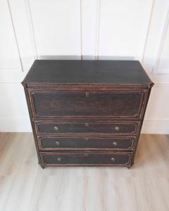 19th Century Swedish Bureau Secretary in Original Black Paint - 4564497