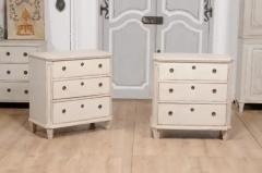 19th Century Swedish Gustavian Style Painted Three Drawer Chests a Pair - 3574210
