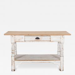 19th Century Swedish Painted Pine Cutting Table with Drawer - 4369094