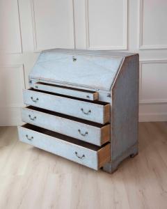 19th Century Swedish Painted Secretary in Blue with White Highlights circa 1830 - 4558086