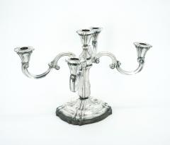 19th Century Tableware Sterling Silver Five Arm Candelabra Wood Base - 3439477