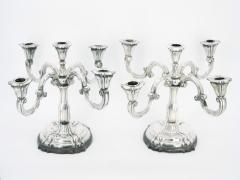 19th Century Tableware Sterling Silver Five Arm Candelabra Wood Base - 3439481