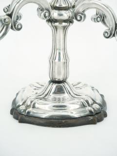 19th Century Tableware Sterling Silver Five Arm Candelabra Wood Base - 3439484