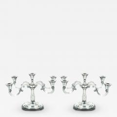 19th Century Tableware Sterling Silver Five Arm Candelabra Wood Base - 3440631