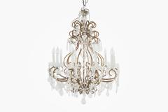 19th Century Ten Light Crystal Chandelier in Gilt Brass Frame - 2471445