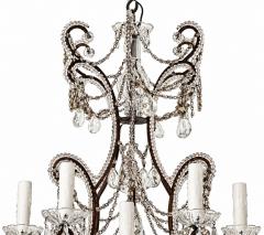 19th Century Toscano 12 lite Iron Crystal Chandelier US wiring - 4788982