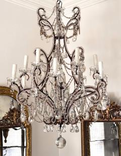 19th Century Toscano 12 lite Iron Crystal Chandelier US wiring - 4788984