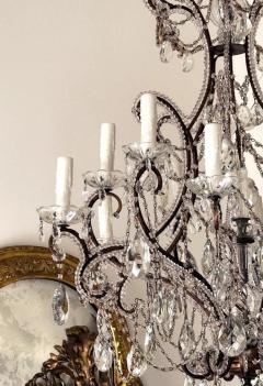 19th Century Toscano 12 lite Iron Crystal Chandelier US wiring - 4788989