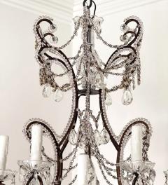 19th Century Toscano 12 lite Iron Crystal Chandelier US wiring - 4788991
