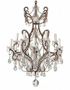 19th Century Toscano 12 lite Iron Crystal Chandelier US wiring - 4789842