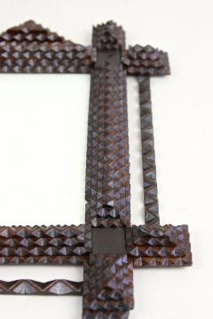 19th Century Tramp Art Photo Frame Notch Cut Design Handcarved AT ca 1880 - 4827621