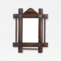 19th Century Tramp Art Photo Frame Notch Cut Design Handcarved AT ca 1880 - 4828029