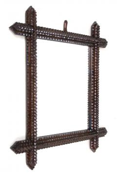19th Century Tramp Art Rustic Mirror Handcarved Austria circa 1880 - 4560263