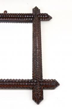 19th Century Tramp Art Rustic Mirror Handcarved Austria circa 1880 - 4560273