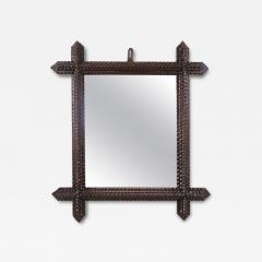 19th Century Tramp Art Rustic Mirror Handcarved Austria circa 1880 - 4560287